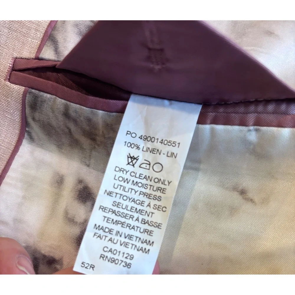 Tallia Mens 52R 100% Linen Blazer Sport Coat Tan Beige 2 Button Side Vent EUC